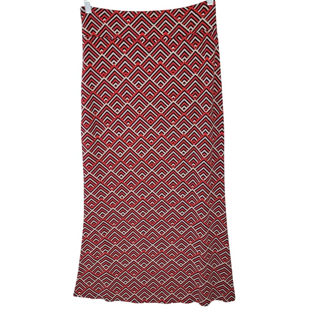 BCBG Maxazria Geometric Print Maxi Skirt Womens Size M High Slit Multicolor - Picture 2 of 9